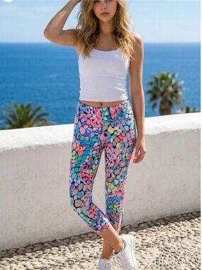 Lilly Pulitzer Luxletic Cropped Leggings Multicolor Gypsy Jungle Size Small